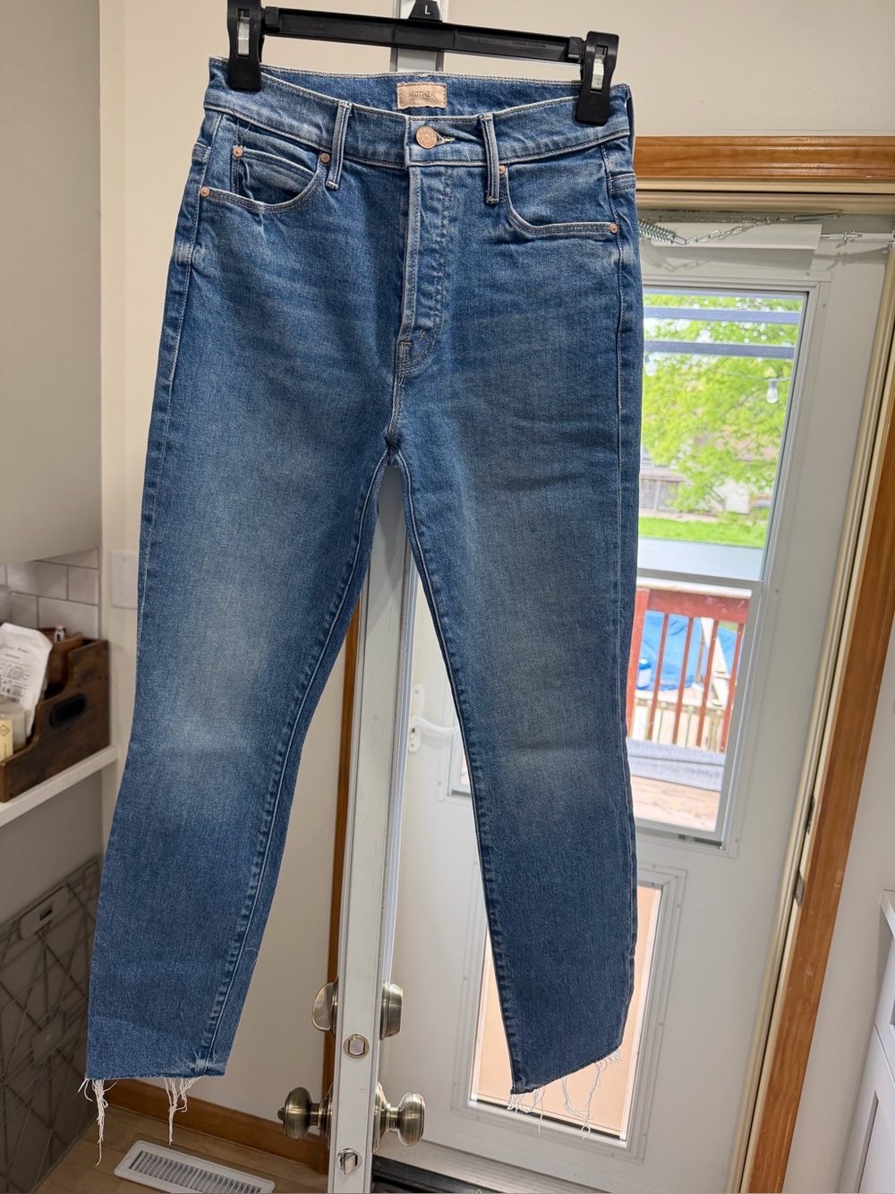 Mother Classic Straight-Leg Blue Jeans